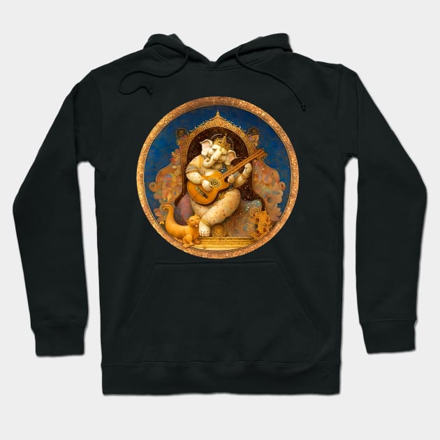 Ganesha Playing a Guitar Hoodie by Completely Mental